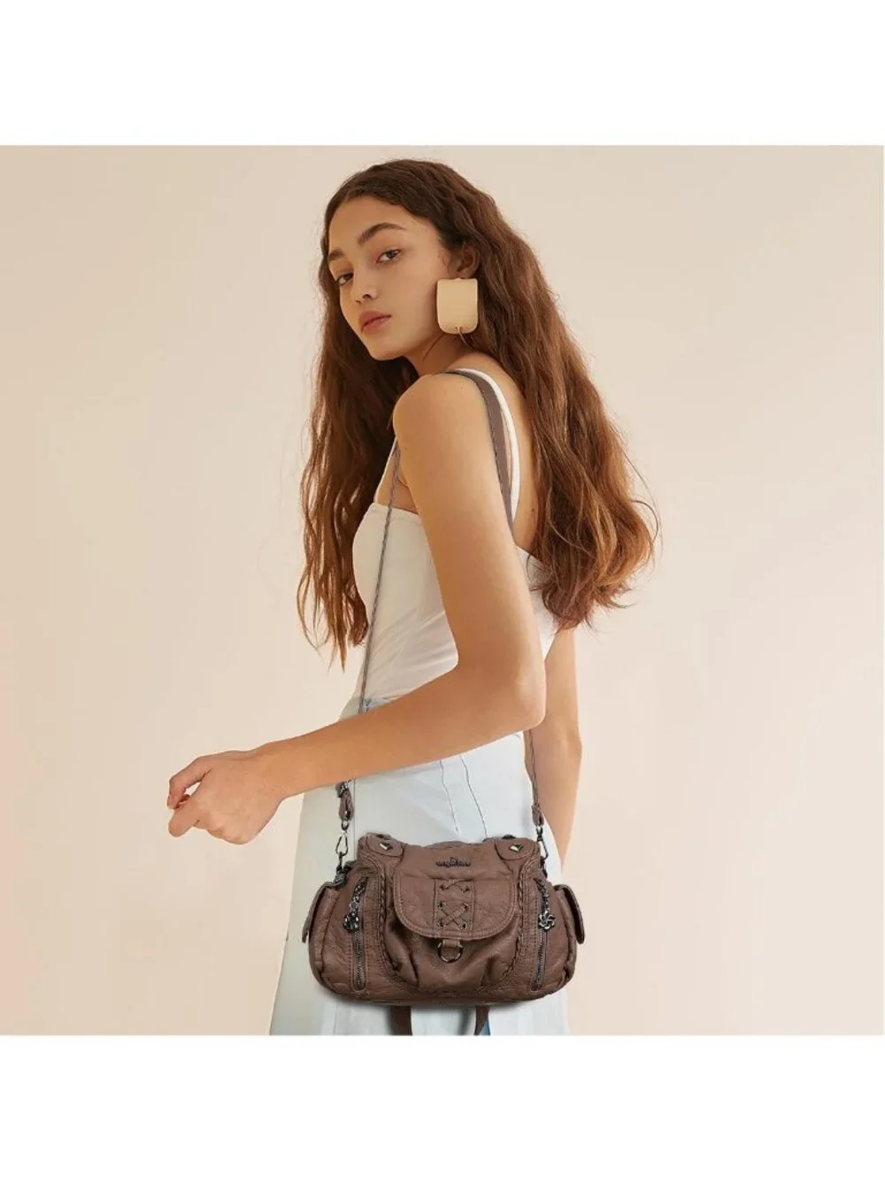 Chic Y2K Small Vegan Leather Hobo Purse - Multi-Pocket Crossbody Tote Bag